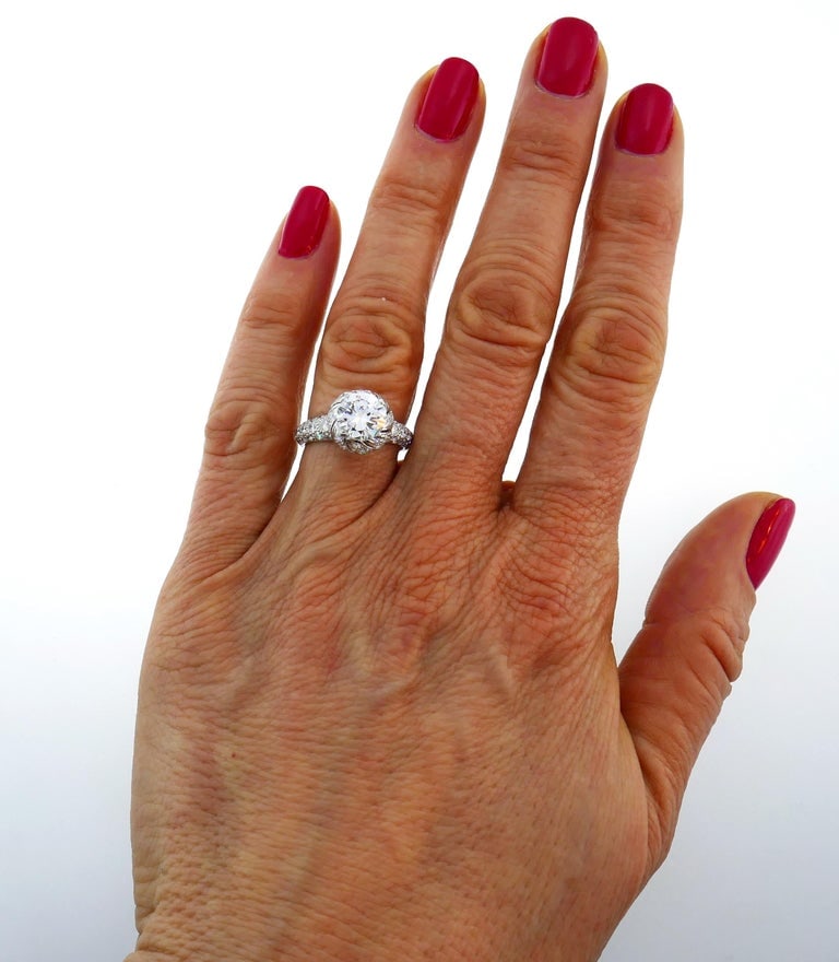 Tiffany & Co. Schlumberger Diamond Platinum Buds Ring 1.63-carat E VS2 GIA - 4
