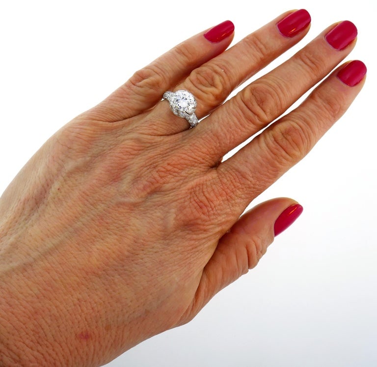 Tiffany & Co. Schlumberger Diamond Platinum Buds Ring 1.63-carat E VS2 GIA - 5