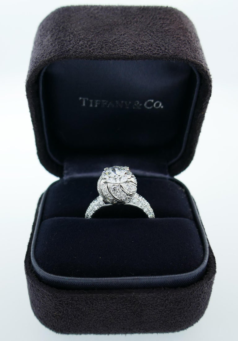 Tiffany & Co. Schlumberger Diamond Platinum Buds Ring 1.63-carat E VS2 GIA - 7