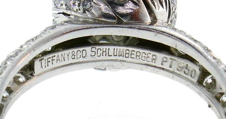 Tiffany & Co. Schlumberger Diamond Platinum Buds Ring 1.63-carat E VS2 GIA - 8