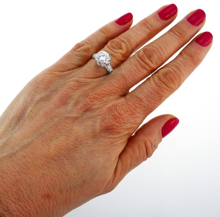 Tiffany & Co. Schlumberger Diamond Platinum Buds Ring 1.63-carat E VS2 GIA - 9