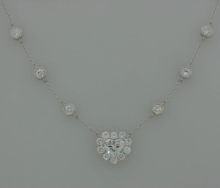 Heart Shaped Diamond GIA Gold Pendant Necklace - 3
