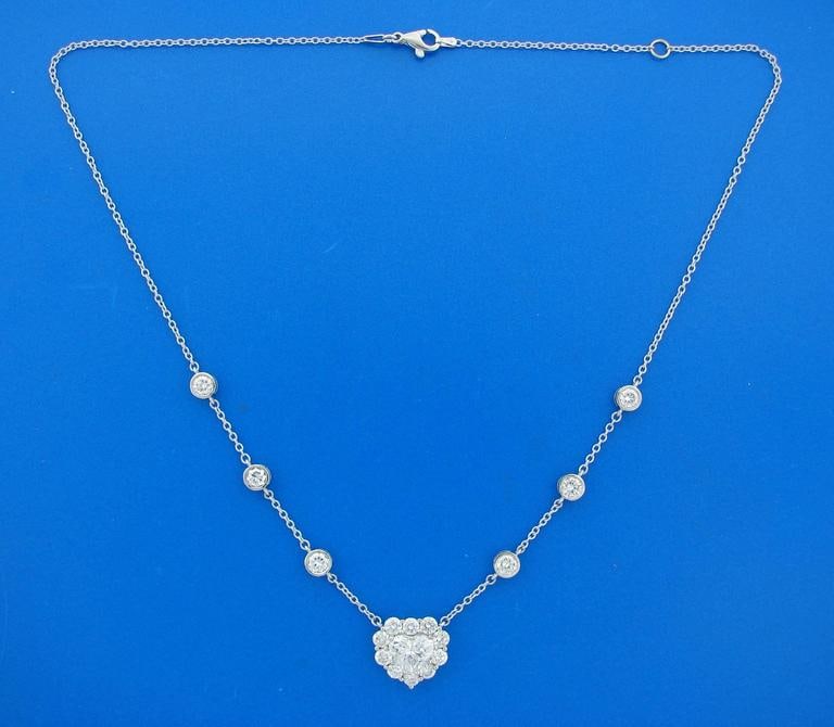 Heart Shaped Diamond GIA Gold Pendant Necklace - 4