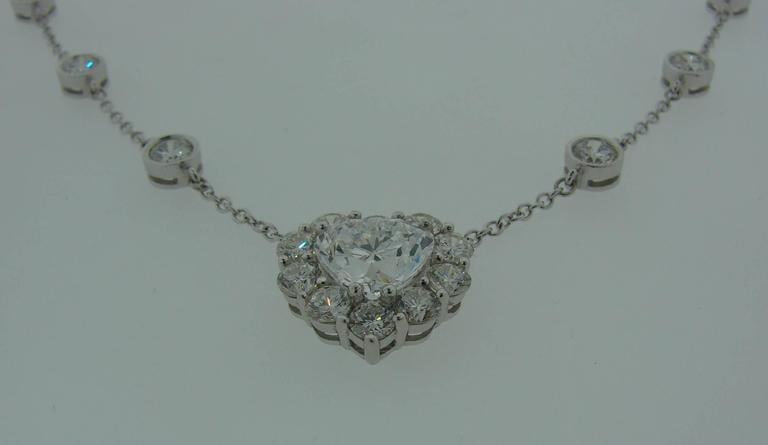 Heart Shaped Diamond GIA Gold Pendant Necklace - 5