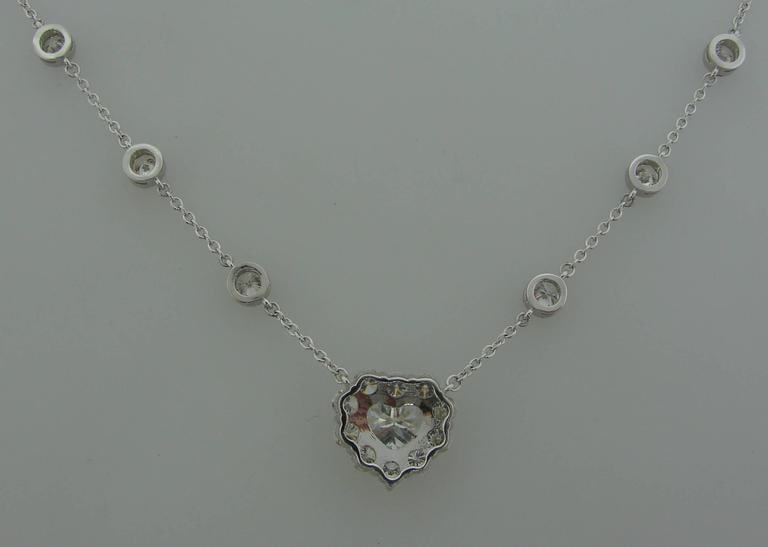 Heart Shaped Diamond GIA Gold Pendant Necklace - 8