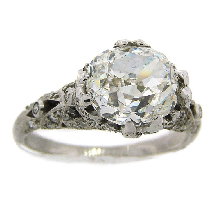 Cushion Cut Diamond Platinum Ring Art Deco circa 1920s 3.02-carat GIA G SI1 (1 of 10)