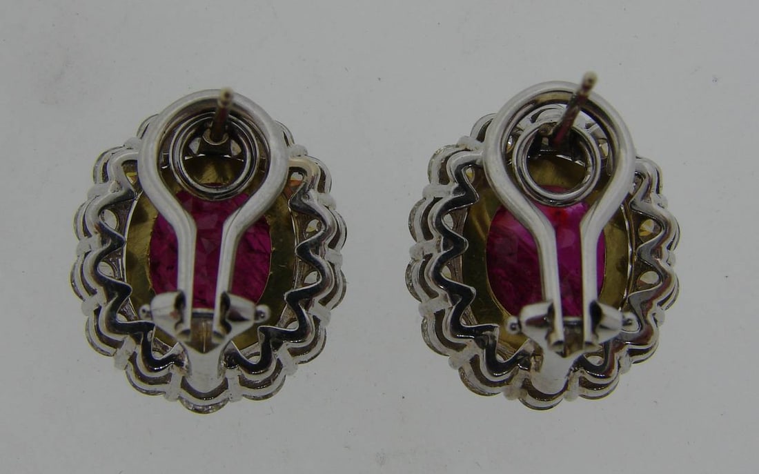 9.49 Carat No Heat Burmese Ruby Diamond Gold Earrings - 7