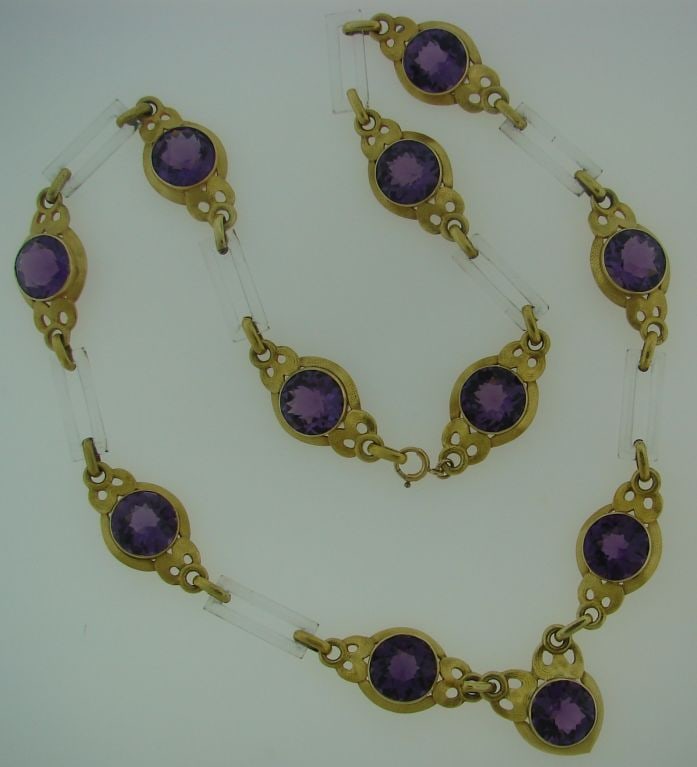 Vintage Cartier Necklace Yellow Gold Amethyst Horn - 2