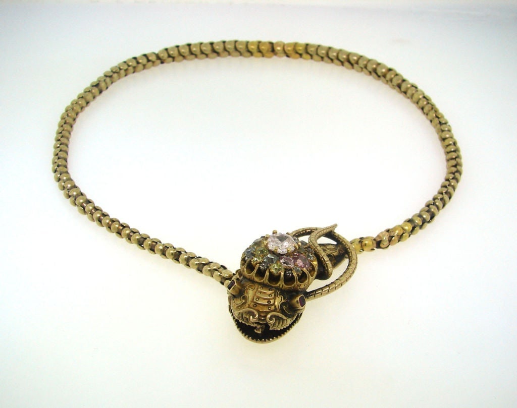 Antique Natural Fancy Color Diamond Snake Necklace - 3