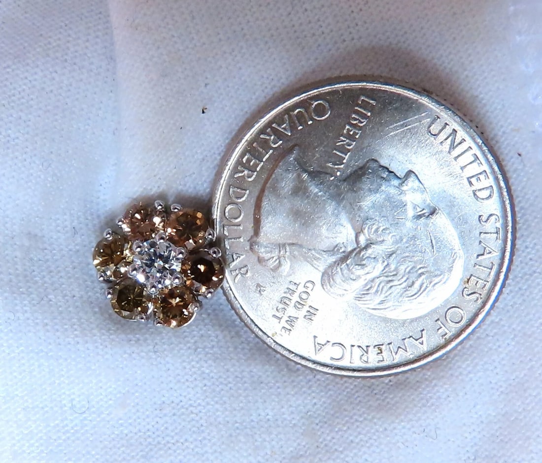 2.44ct. natural round diamond cluster earrings 14 karat Fancy Browns - 6