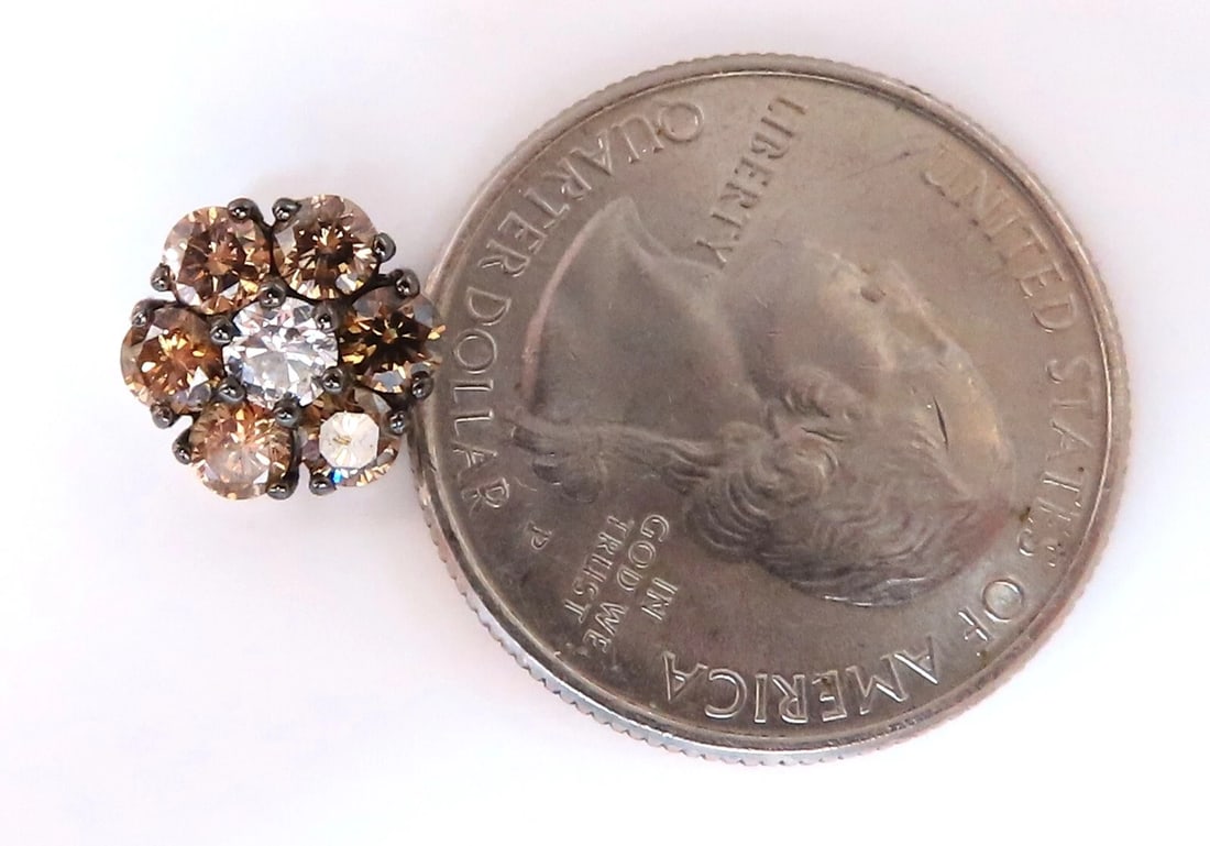 2.71ct. natural round diamond cluster earrings 14 karat Fancy Browns - 3
