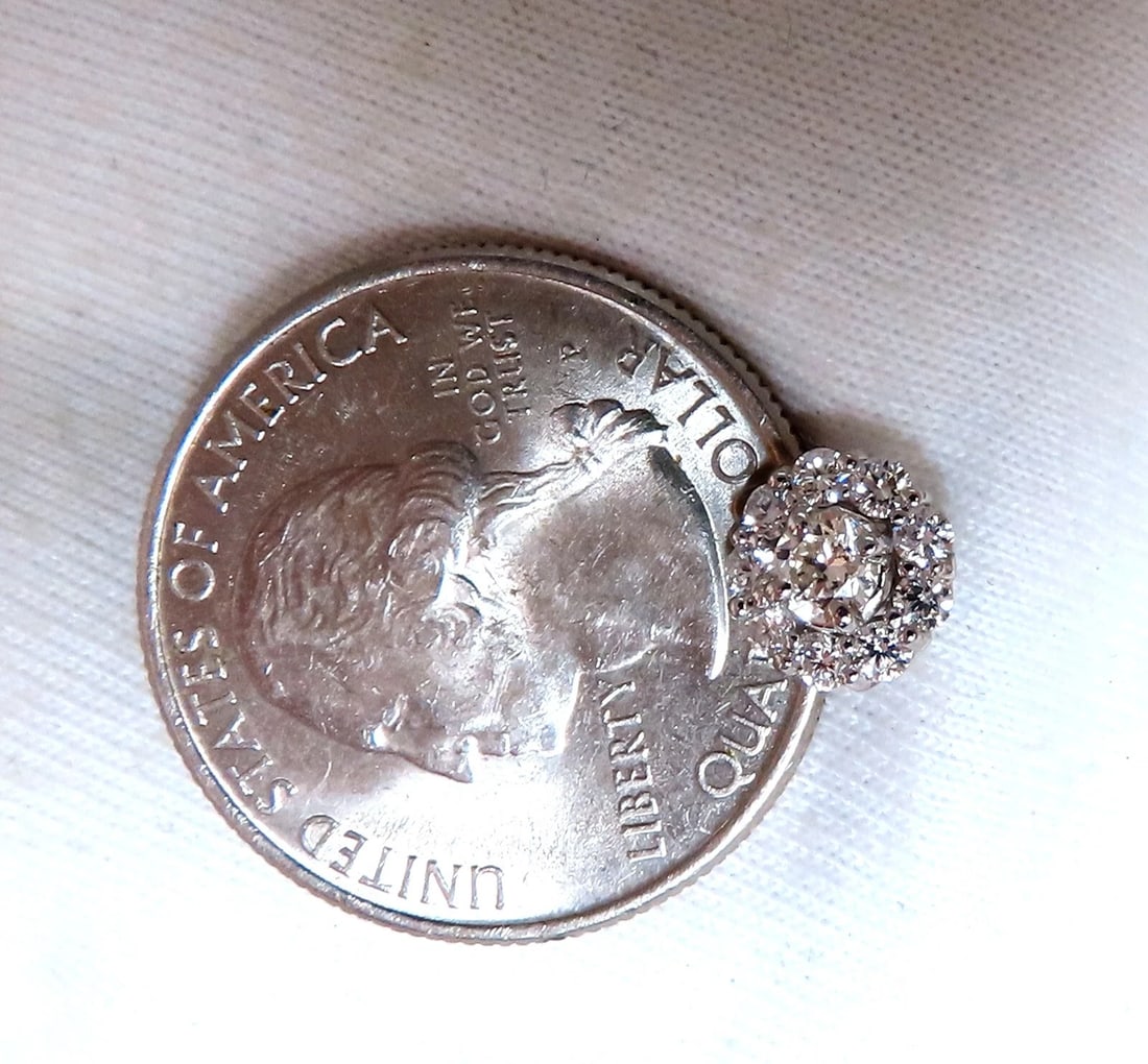 1ct. natural round diamond cluster earrings 14 karat - 3