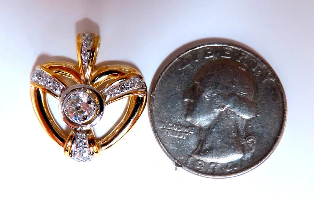 .40ct Natural Diamond Heart Pendant Flush Mount 14kt - 3