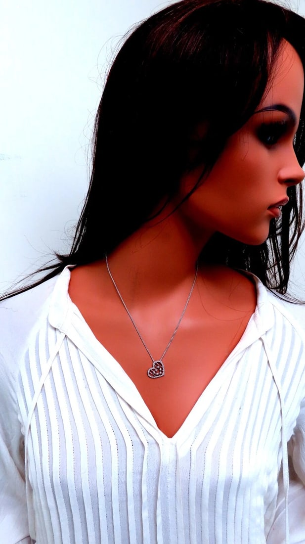 .26ct Heart Natural diamonds necklace 14 karat - 4