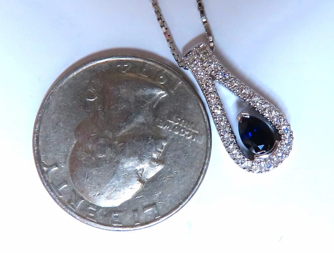 .40ct natural pear shaped sapphire diamonds drop pendant 14kt - 4