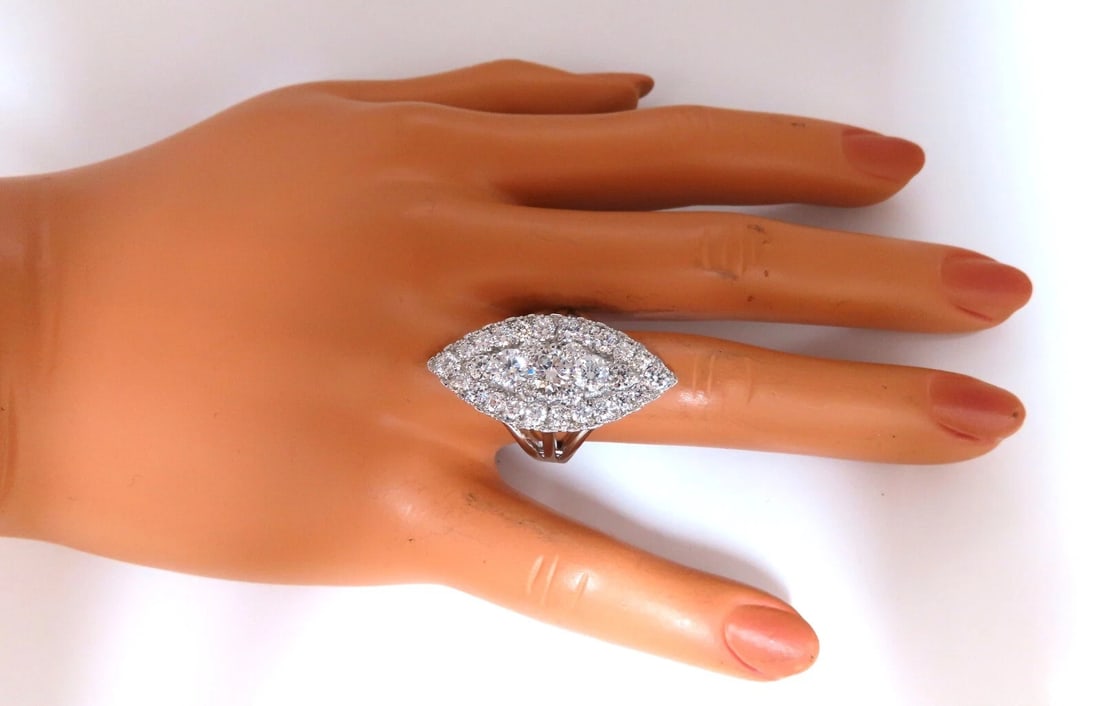 GIA Certified 4.42ct Natural Round Diamond Ring 18kt Marquise Cluster Glam - 4