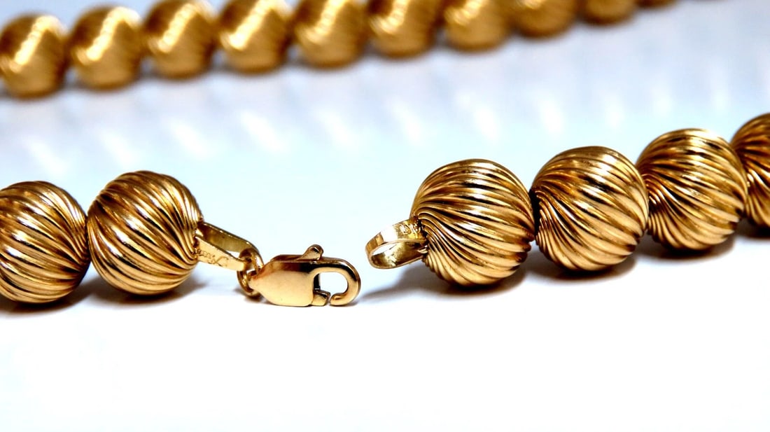 14kt Gold Bead Necklace 17.5 inch 9mm - 2