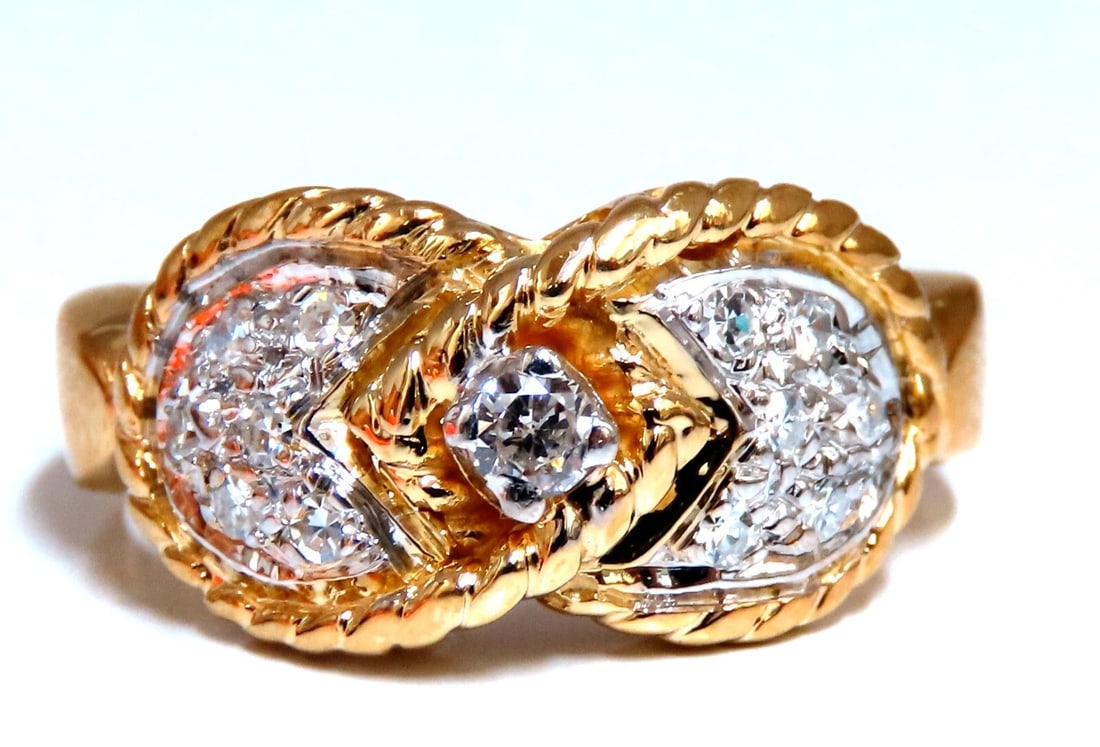 .20ct Natural Round Diamond Ring 14ktgold Bow Deco - 2