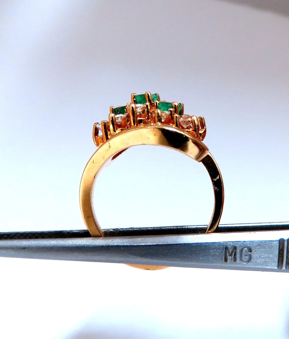 Emerald Diamonds Ring 14kt .36ct Natural Cluster Deco - 4