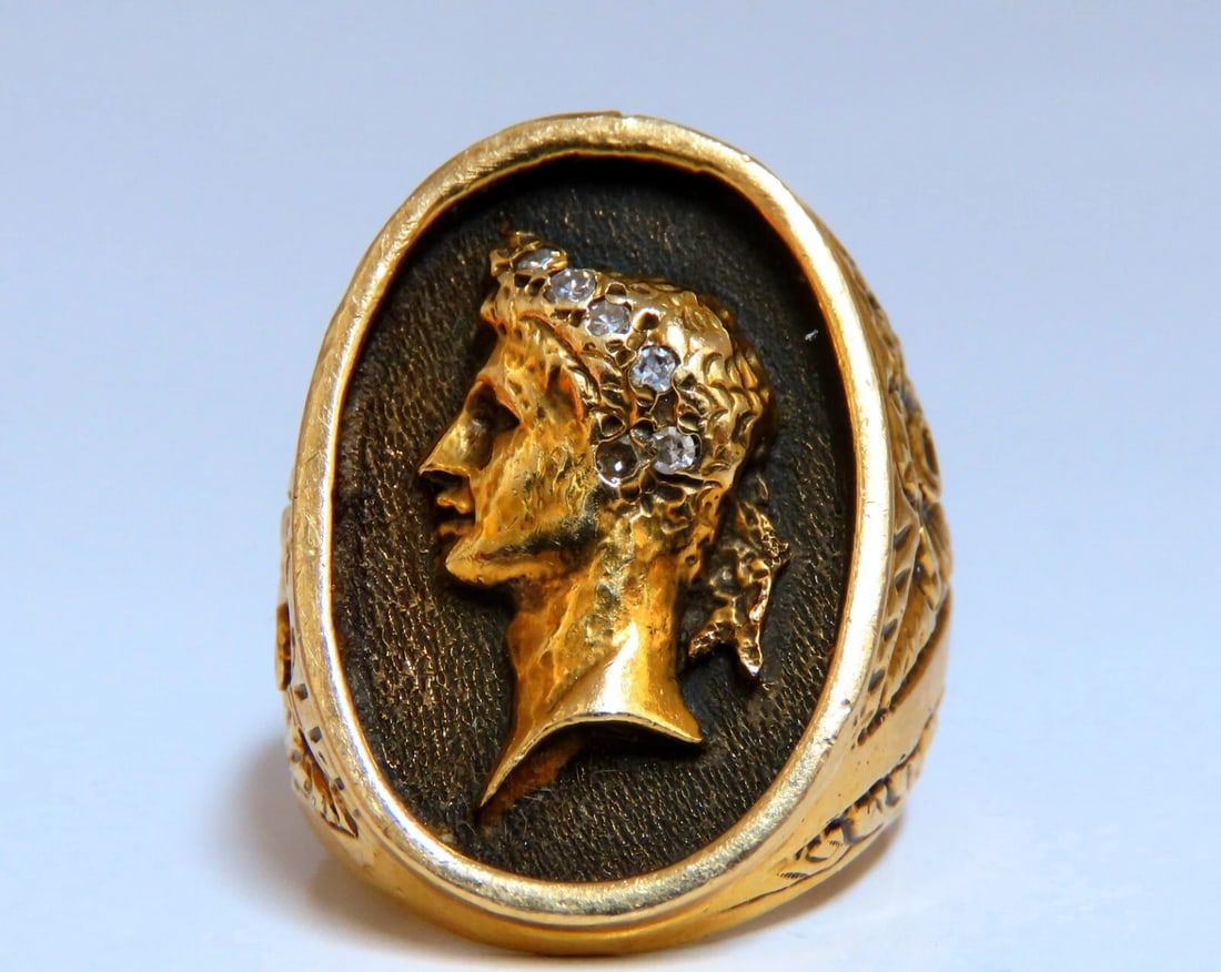 Caesar Roman Noble Deco Vintage Signet Ring 14Kt gold 22G - 2
