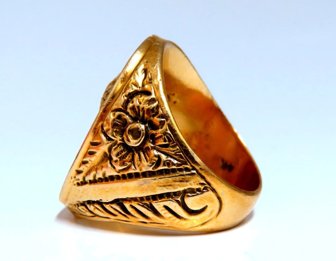 Caesar Roman Noble Deco Vintage Signet Ring 14Kt gold 22G - 3