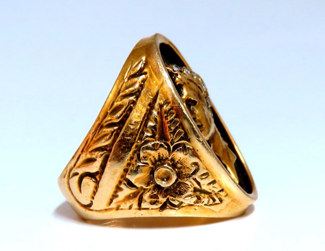 Caesar Roman Noble Deco Vintage Signet Ring 14Kt gold 22G - 5