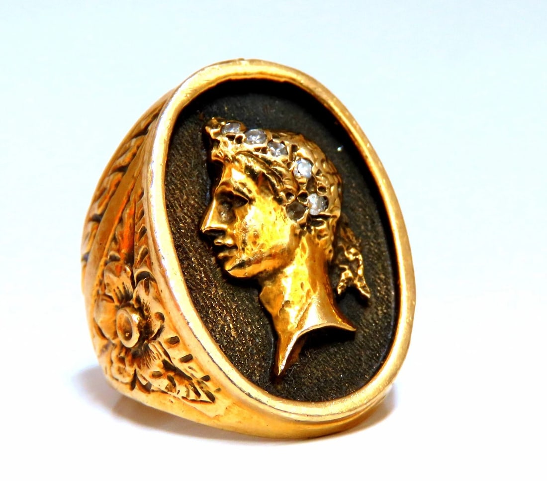 Caesar Roman Noble Deco Vintage Signet Ring 14Kt gold 22G - 6