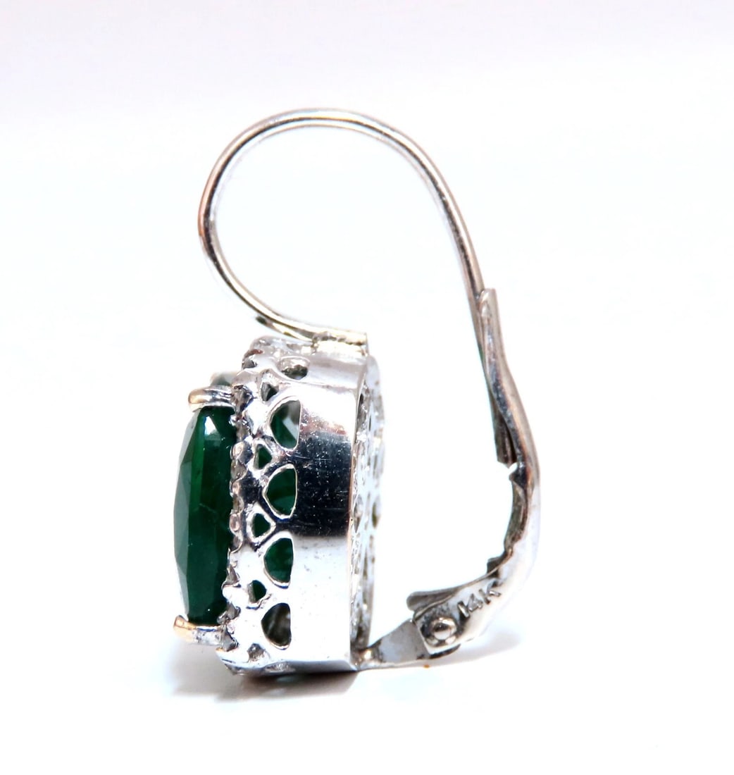 GIA Certified 17.05ct Natural Emeralds Diamond Earrings 18kt Cluster Halo - 4