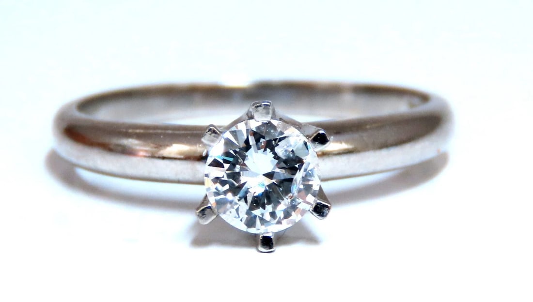 GIA Certified .49ct Natural Round Diamond solitaire ring E/I2 14kt platinum (1 of 6)