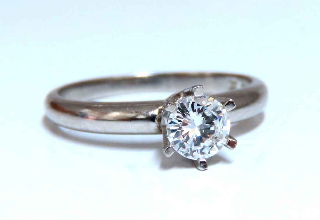 GIA Certified .49ct Natural Round Diamond solitaire ring E/I2 14kt platinum - 5