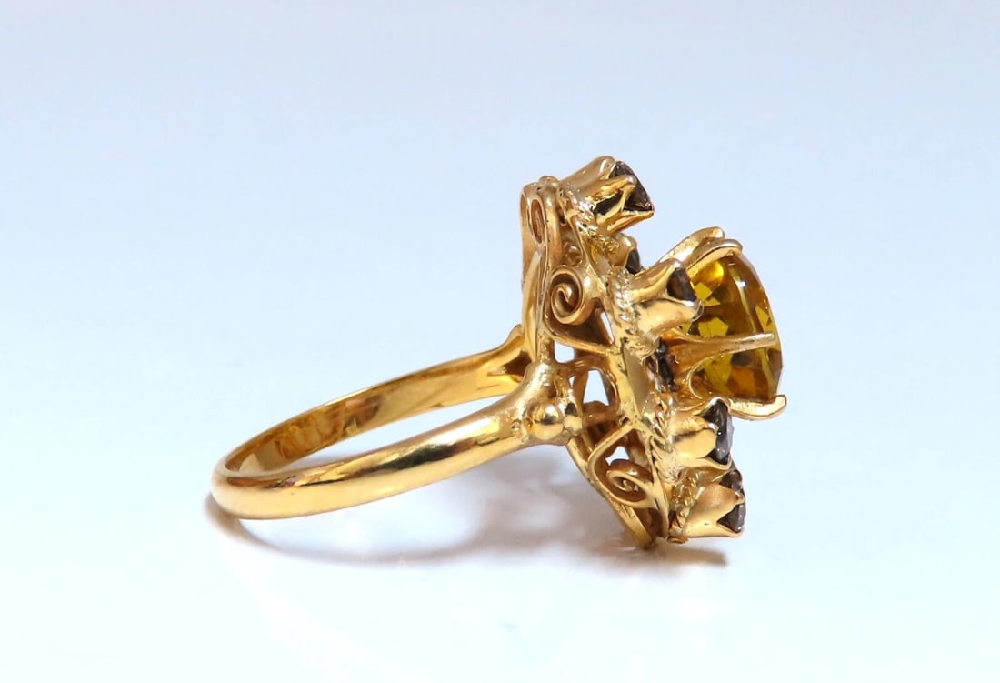 GIA Certified 2.44CT Natural citrine Cluster Ring 14 Karat gold - 4