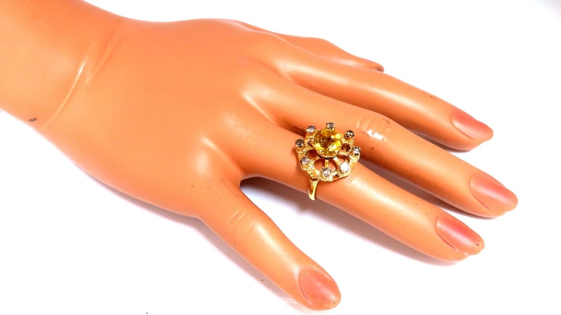 GIA Certified 2.44CT Natural citrine Cluster Ring 14 Karat gold - 6