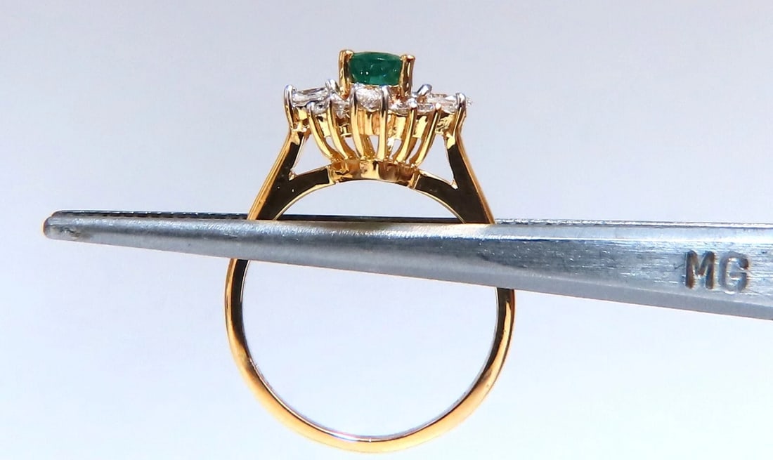 Emerald Diamonds Ring 14kt 1.20ct Edwardian Deco - 3