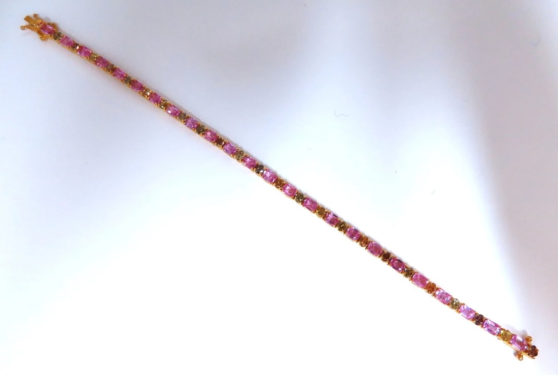 Natural Pink Sapphires Fancy Color Diamonds bracelet 14kt Fancy Yellow Brown - 2