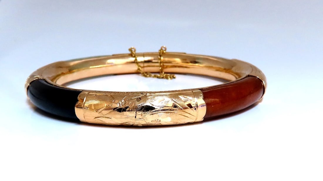 Jade Bangle Bracelet 8.4mm 14kt gold - 3