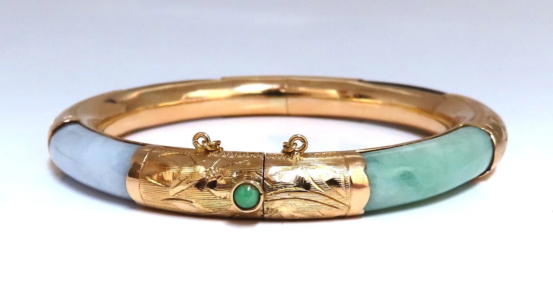 Jade Bangle Bracelet 8.4mm 14kt gold - 6
