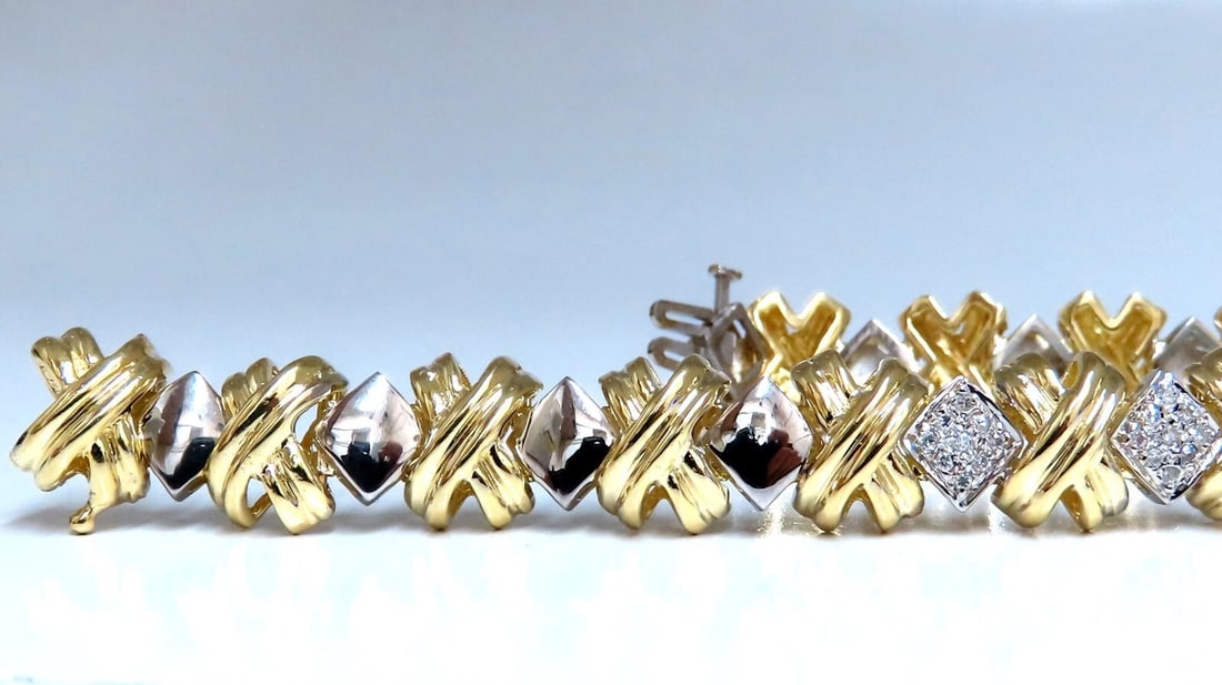 .86ct Natural Diamonds Bracelet 14kt Gold X link - 2