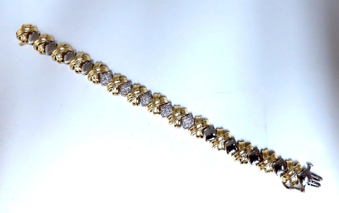 .86ct Natural Diamonds Bracelet 14kt Gold X link - 6