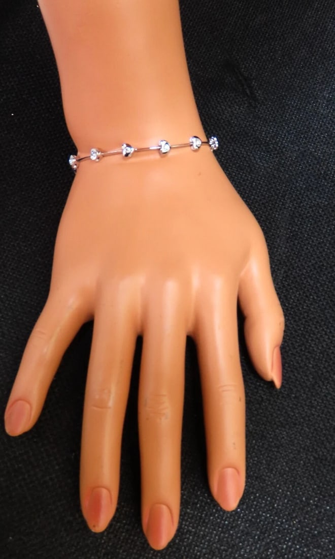.80ct Natural Diamonds Heart Link Bracelet 14kt gold - 6