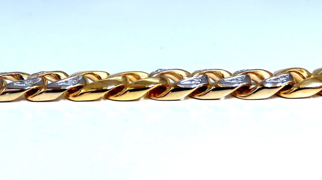 14ktgold Mens Classic Figaro Bracelet 7.5 inch .22ct diamonds - 4