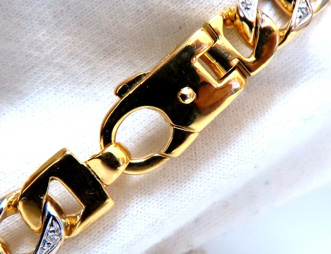 14ktgold Mens Classic Figaro Bracelet 7.5 inch .22ct diamonds - 5