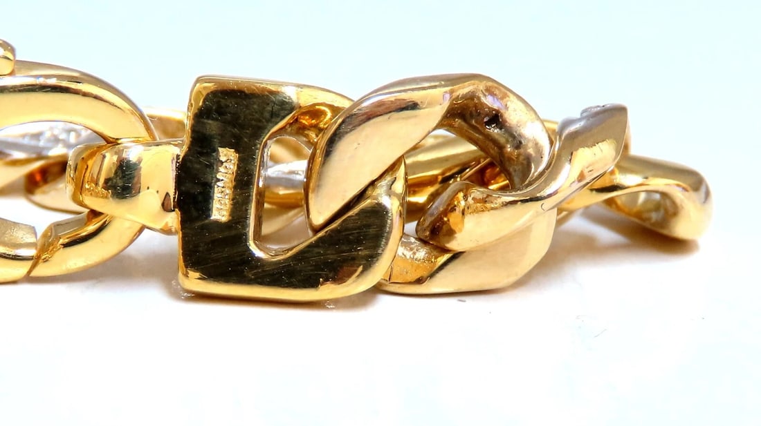 14ktgold Mens Classic Figaro Bracelet 7.5 inch .22ct diamonds - 6