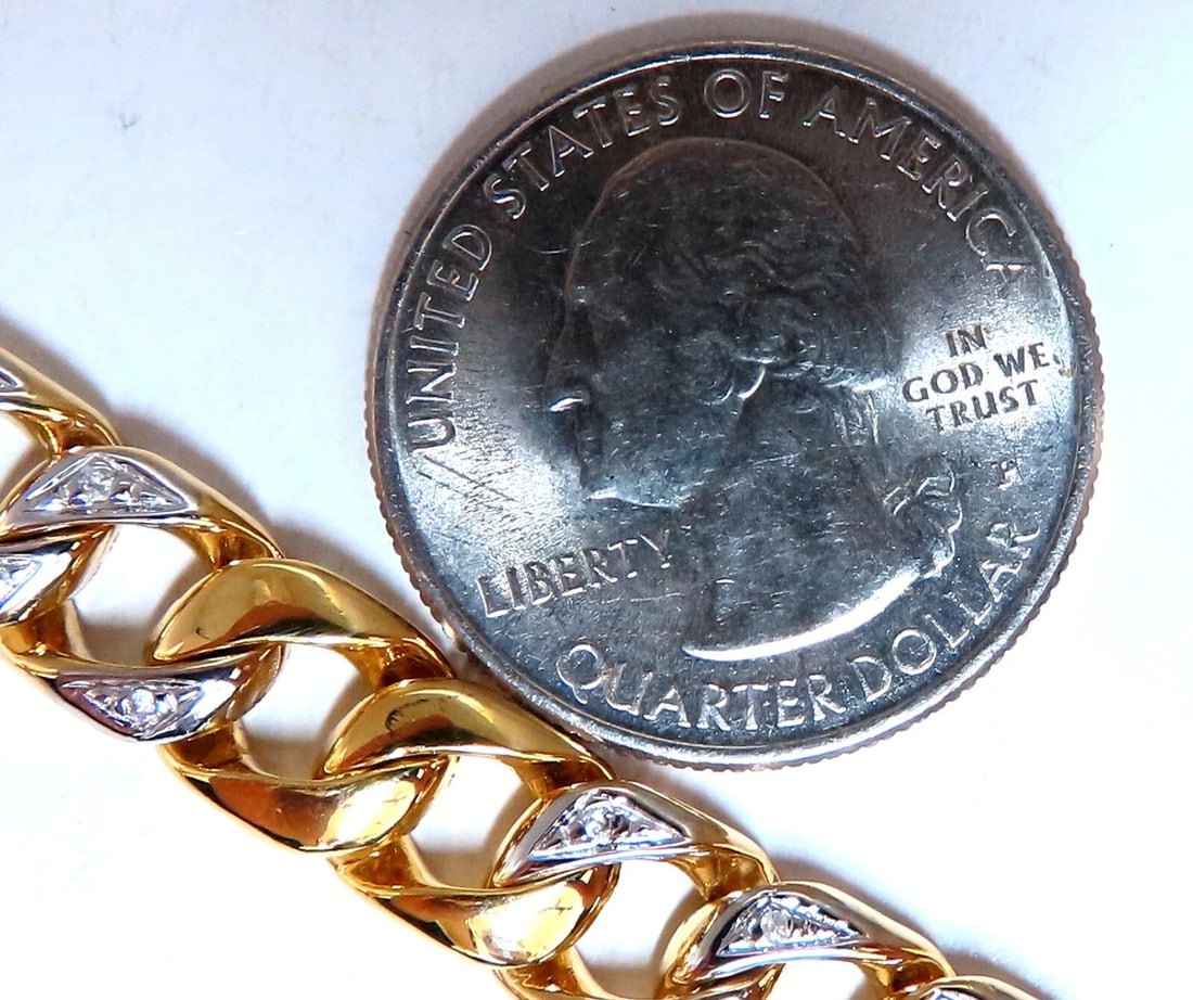 14ktgold Mens Classic Figaro Bracelet 7.5 inch .22ct diamonds - 7