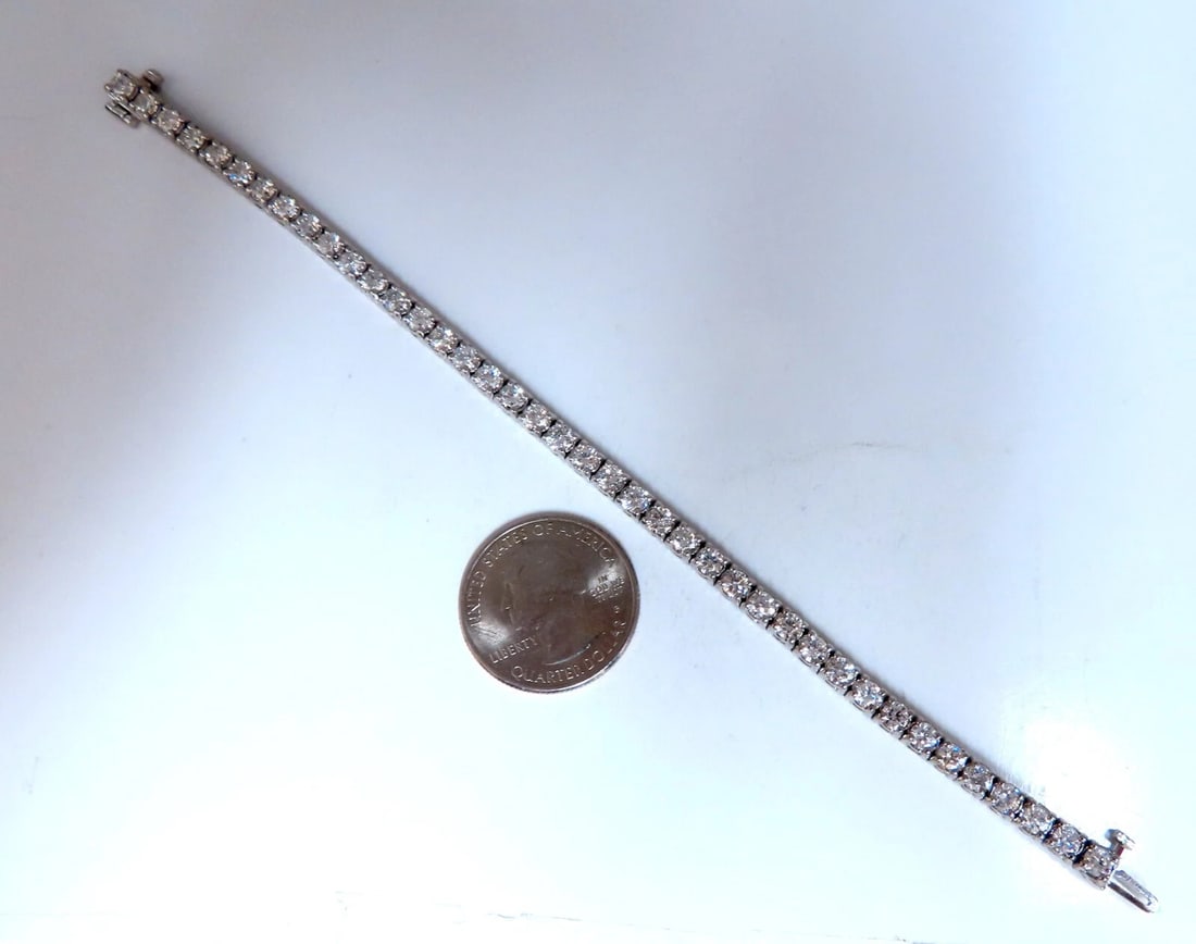 7.11ct natural round diamonds tennis bracelet classic 14 karat white gold - 7