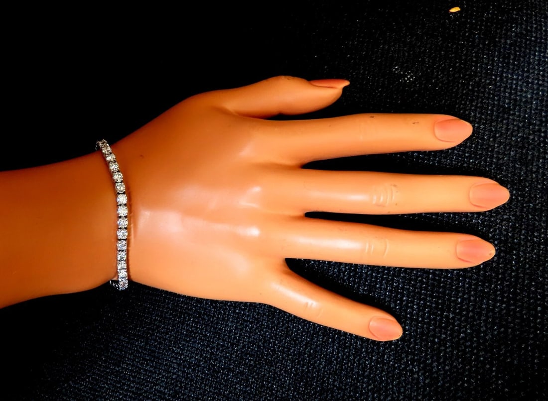 7.11ct natural round diamonds tennis bracelet classic 14 karat white gold - 8