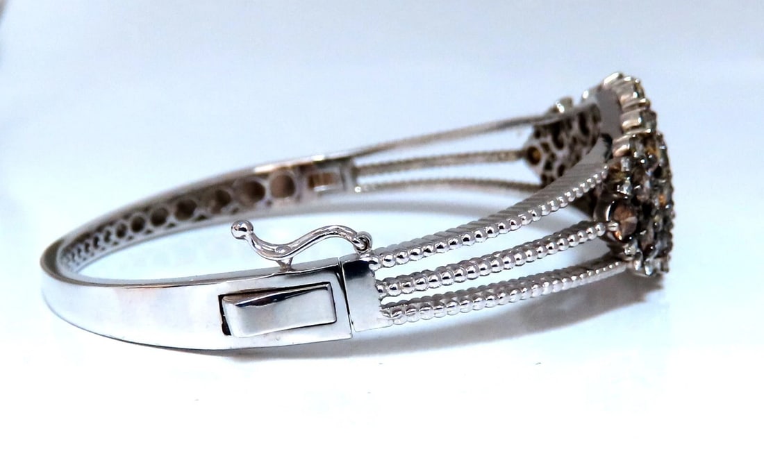 Natural Fancy Brown Diamonds Wide Cluster Bangle Bracelet 14kt - 2
