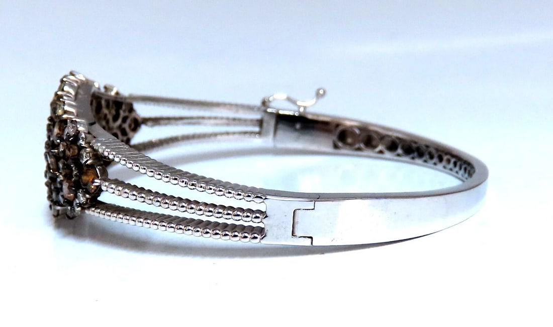 Natural Fancy Brown Diamonds Wide Cluster Bangle Bracelet 14kt - 3