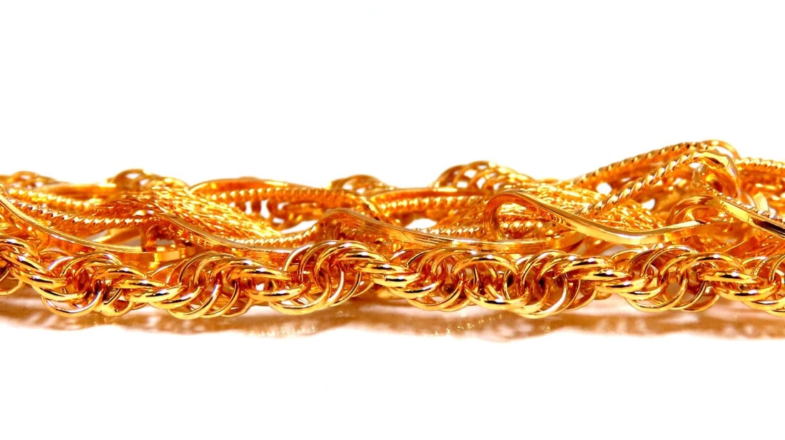 14kt Gold Rope & Tassel Vintage Hand Intricate Bracelet - 2