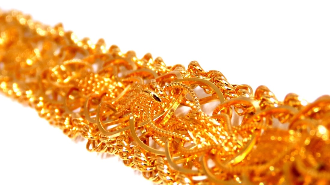 14kt Gold Rope & Tassel Vintage Hand Intricate Bracelet - 3