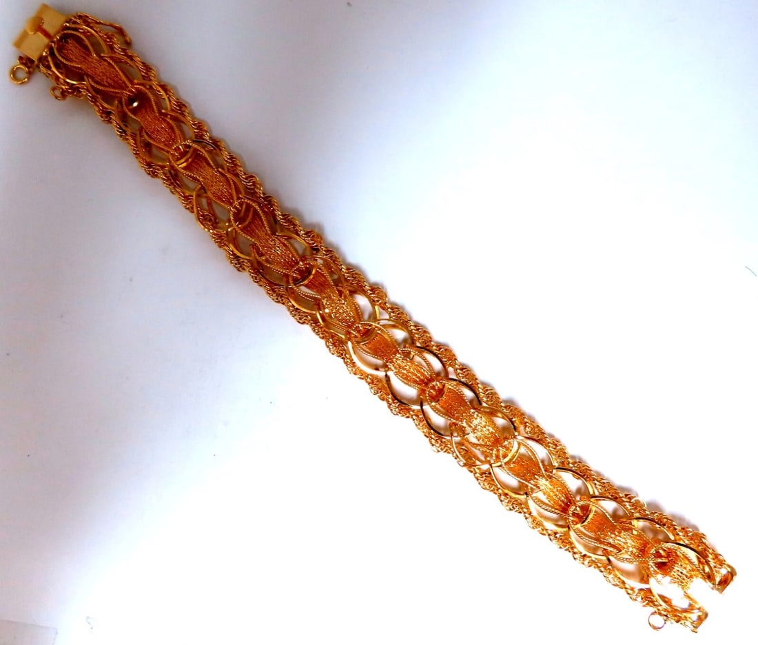 14kt Gold Rope & Tassel Vintage Hand Intricate Bracelet - 4